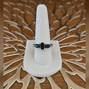 Karis Smokey Quartz With Diamond Accent Ring Set In Platinum Over 925 Sterling